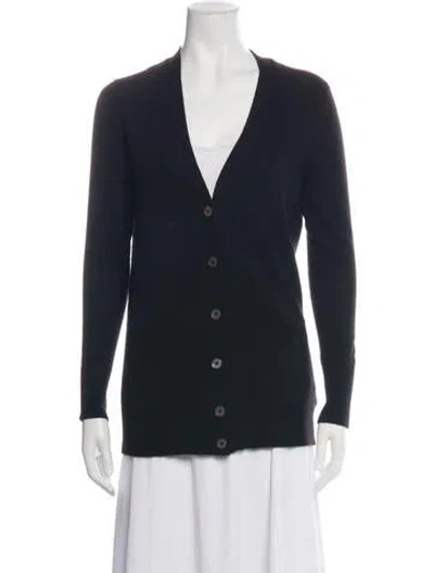 Pre-owned White + Warren Cashmere V-neck Sweater In Blue