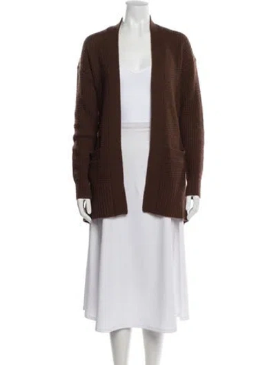 Pre-owned White + Warren Cashmere V-neck Sweater In Brown