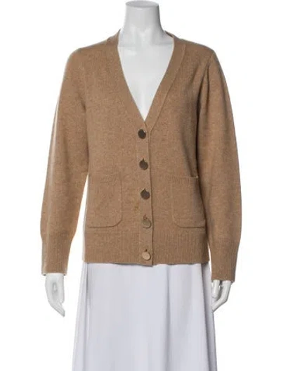 Pre-owned White + Warren Cashmere V-neck Sweater In Brown