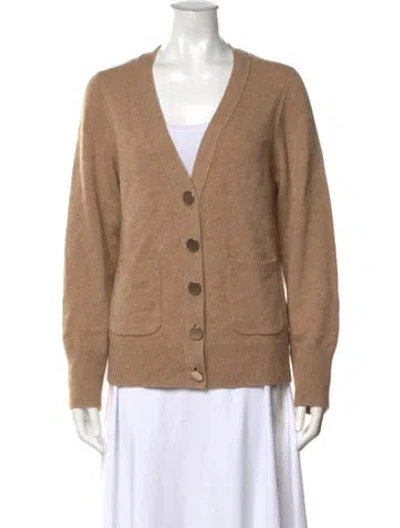 Pre-owned White + Warren Cashmere V-neck Sweater In Brown