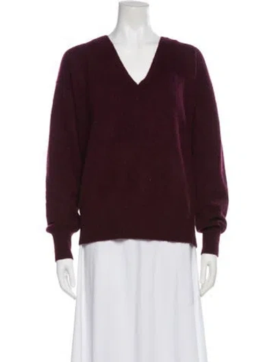 Pre-owned White + Warren Cashmere V-neck Sweater In Burgundy