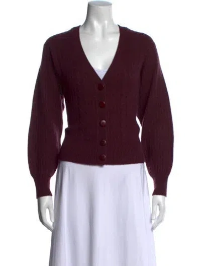 Pre-owned White + Warren Cashmere V-neck Sweater In Burgundy