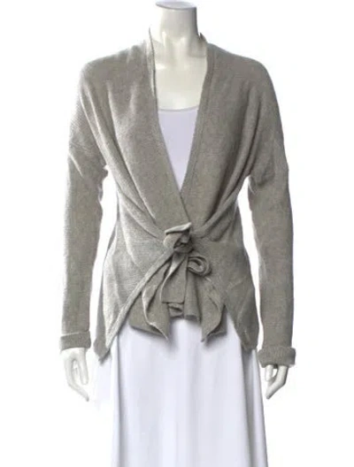 Pre-owned White + Warren Cashmere V-neck Sweater In Gray