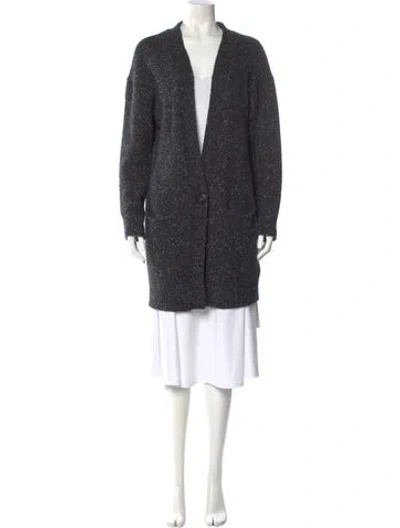 Pre-owned White + Warren Cashmere V-neck Sweater In Gray