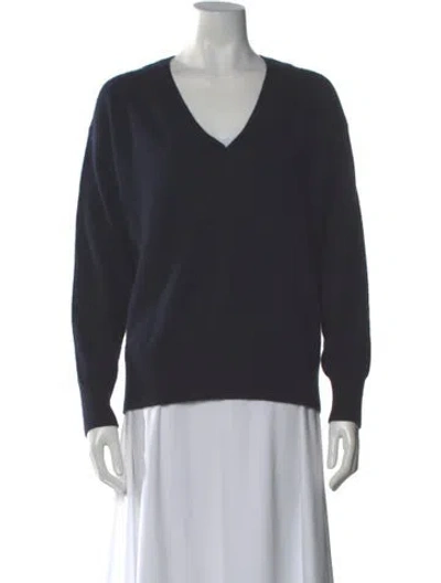 Pre-owned White + Warren Cashmere V-neck Sweater In Gray