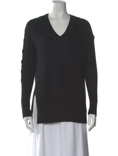 Pre-owned White + Warren Cashmere V-neck Sweater In Gray
