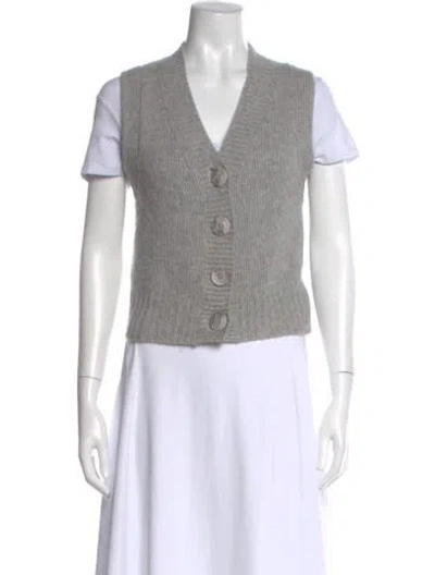 Pre-owned White + Warren Cashmere V-neck Sweater In Gray