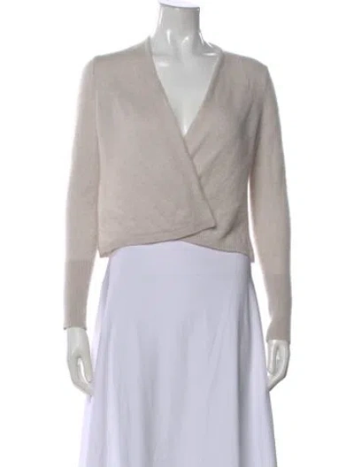 Pre-owned White + Warren Cashmere V-neck Sweater In Gray
