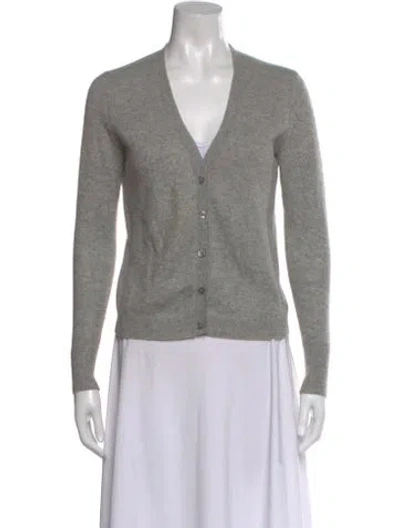 Pre-owned White + Warren Cashmere V-neck Sweater In Gray