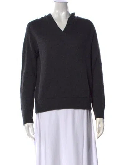 Pre-owned White + Warren Cashmere V-neck Sweater In Gray