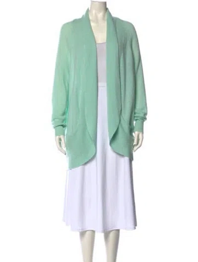 Pre-owned White + Warren Cashmere V-neck Sweater In Green