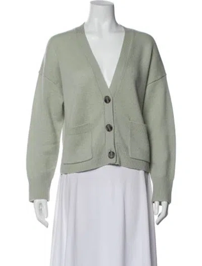 Pre-owned White + Warren Cashmere V-neck Sweater In Green