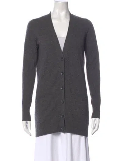 Pre-owned White + Warren Cashmere V-neck Sweater In Grey