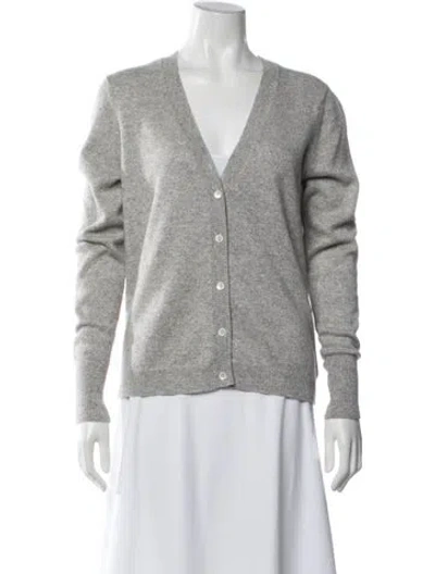 Pre-owned White + Warren Cashmere V-neck Sweater In Grey