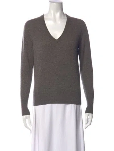 Pre-owned White + Warren Cashmere V-neck Sweater In Grey