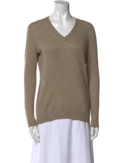 Pre-owned White + Warren Cashmere V-neck Sweater In Neutral