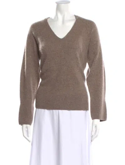 Pre-owned White + Warren Cashmere V-neck Sweater In Neutral