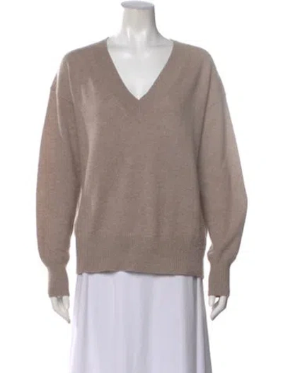 Pre-owned White + Warren Cashmere V-neck Sweater In Neutral