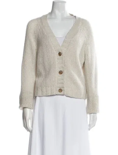 Pre-owned White + Warren Cashmere V-neck Sweater In Neutral
