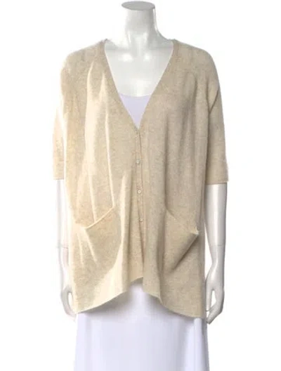 Pre-owned White + Warren Cashmere V-neck Sweater In Neutral