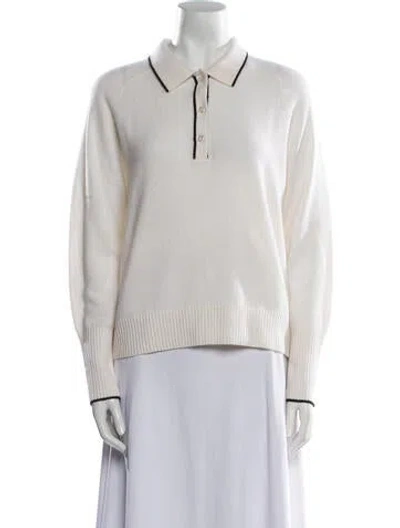 Pre-owned White + Warren Cashmere V-neck Sweater In Neutral