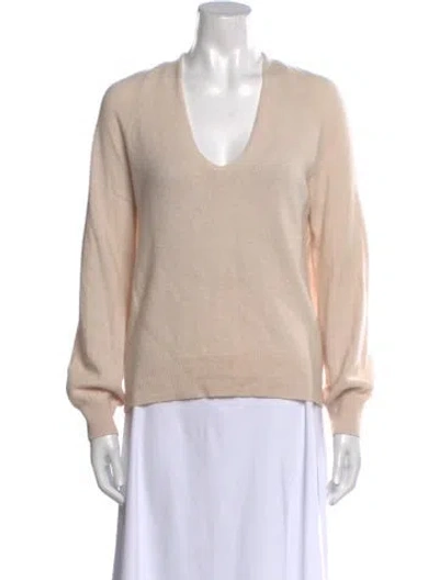 Pre-owned White + Warren Cashmere V-neck Sweater In Neutral