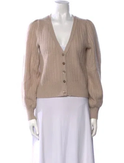 Pre-owned White + Warren Cashmere V-neck Sweater In Neutral