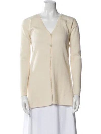 Pre-owned White + Warren Cashmere V-neck Sweater In Neutral