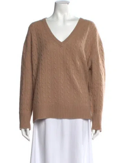 Pre-owned White + Warren Cashmere V-neck Sweater In Neutral