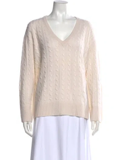 Pre-owned White + Warren Cashmere V-neck Sweater In Neutral