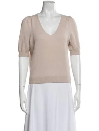Pre-owned White + Warren Cashmere V-neck Sweater In Neutral