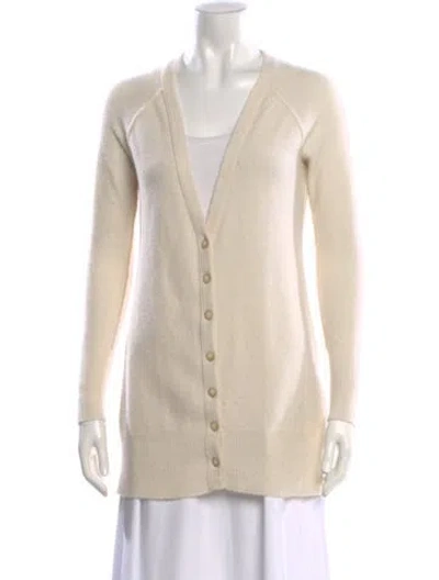 Pre-owned White + Warren Cashmere V-neck Sweater In Neutral