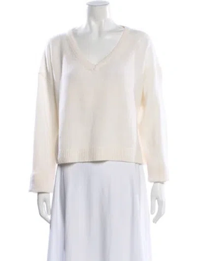 Pre-owned White + Warren Cashmere V-neck Sweater In Neutral