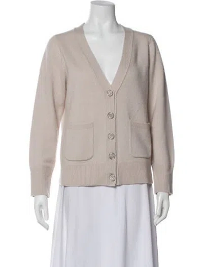 Pre-owned White + Warren Cashmere V-neck Sweater In Neutral