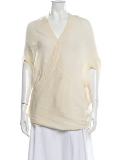 Pre-owned White + Warren Cashmere V-neck Sweater In Neutral