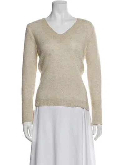 Pre-owned White + Warren Cashmere V-neck Sweater In Neutral