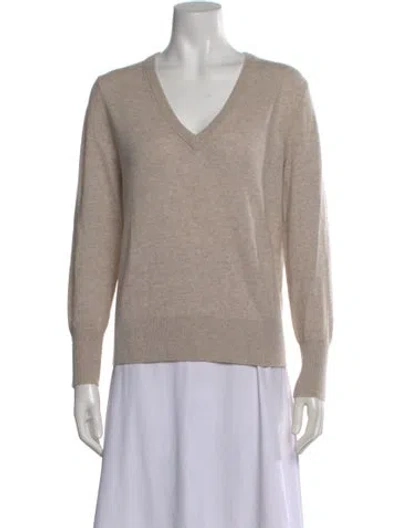 Pre-owned White + Warren Cashmere V-neck Sweater In Neutral