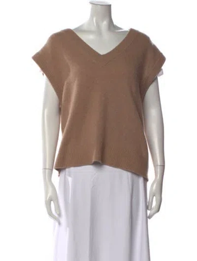 Pre-owned White + Warren Cashmere V-neck Sweater In Neutral
