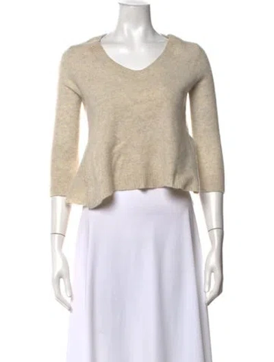 Pre-owned White + Warren Cashmere V-neck Sweater In Neutrals