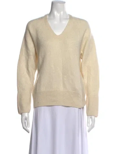 Pre-owned White + Warren Cashmere V-neck Sweater In Neutrals