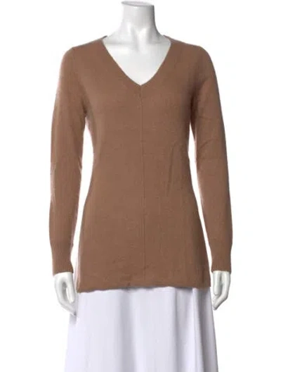 Pre-owned White + Warren Cashmere V-neck Sweater In Neutrals