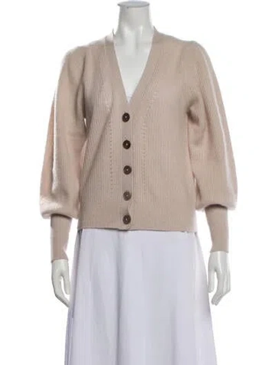 Pre-owned White + Warren Cashmere V-neck Sweater In Neutrals