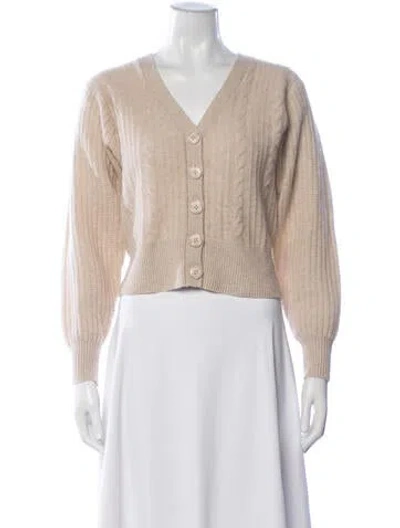 Pre-owned White + Warren Cashmere V-neck Sweater In Neutrals