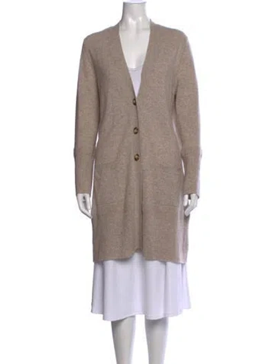 Pre-owned White + Warren Cashmere V-neck Sweater In Neutrals