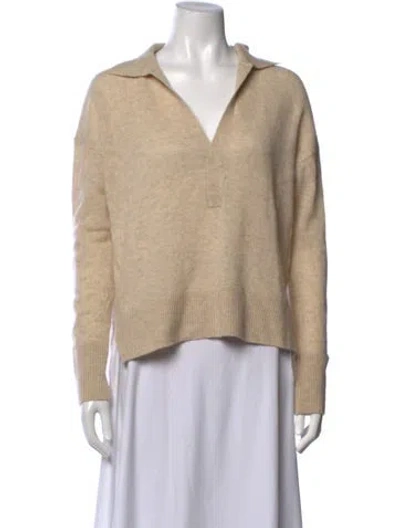 Pre-owned White + Warren Cashmere V-neck Sweater In Neutrals