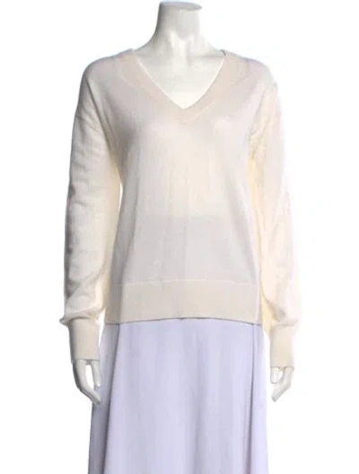 Pre-owned White + Warren Cashmere V-neck Sweater In Neutrals