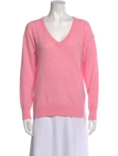 Pre-owned White + Warren Cashmere V-neck Sweater In Pink