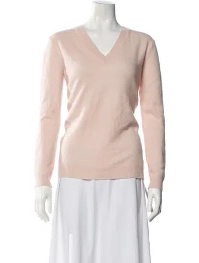 Pre-owned White + Warren Cashmere V-neck Sweater In Pink