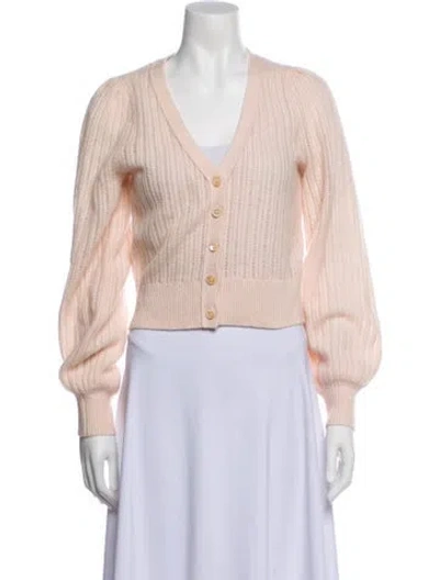 Pre-owned White + Warren Cashmere V-neck Sweater In Pink