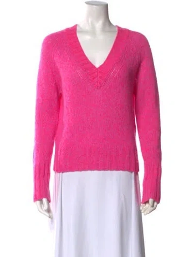 Pre-owned White + Warren Cashmere V-neck Sweater In Pink